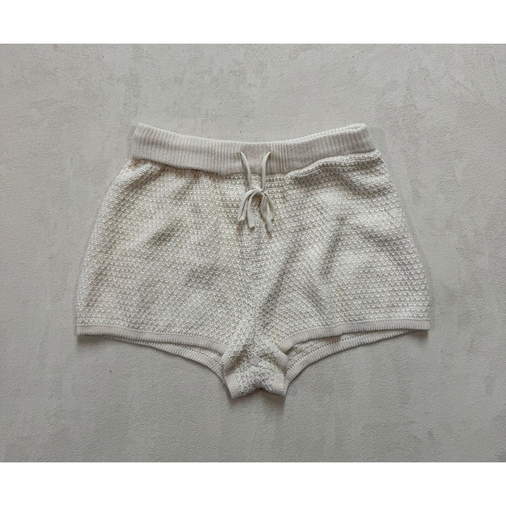 Madden NYC Women Off White Knit Drawstring Lounge Shorts Size S NS027A